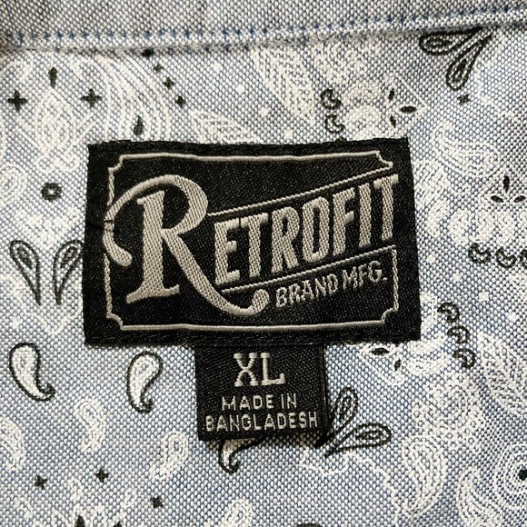 RETROFIT Light blue chambray men's short-sleeve shirt ~ Denim LARGE XL 1X top - Picture 2 of 12